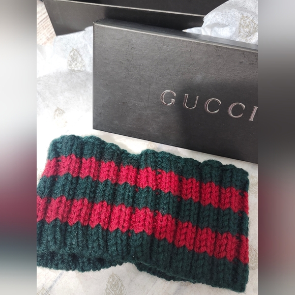Vintage Gucci Striped Knit Headband in Red and Green main image 4